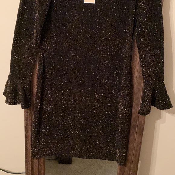 MICHAEL KORS Black & Gold Diamond Bomb Dress Large - Picture 4 of 12